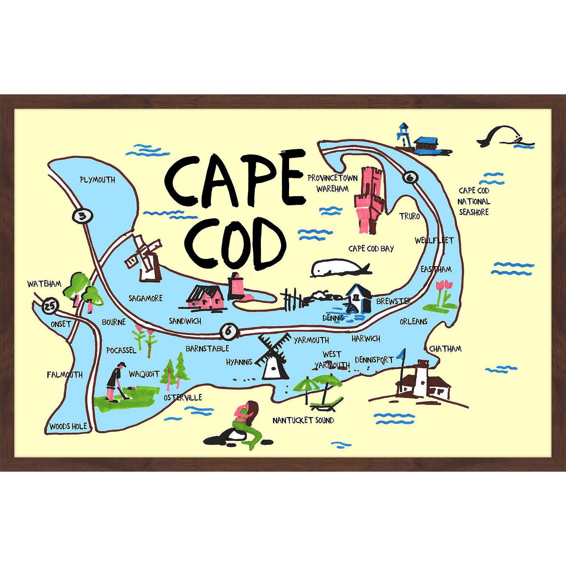 Cape-Cod-Map-Framed-Painting-Print-581827b5-fffc-42cd-ad93-bb283b813a85